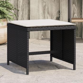 ARDEBO.de - Gartenhocker mit Kissen 4 Stk. Schwarz 40x40x35 cm Poly Rattan