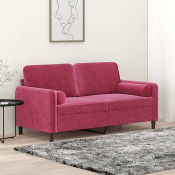 ARDEBO.de - 2-Sitzer-Sofa mit Zierkissen Weinrot 140 cm Samt