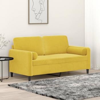 ARDEBO.de - 2-Sitzer-Sofa mit Zierkissen Gelb 140 cm Samt