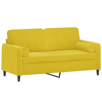 2-Sitzer-Sofa mit Zierkissen Gelb 140 cm Samt