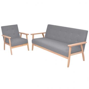 ARDEBO.de - Sofa-Set 2-tlg. Stoff Hellgrau