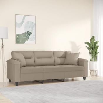 ARDEBO.de - 3-Sitzer-Sofa mit Kissen Taupe 180 cm Mikrofasergewebe