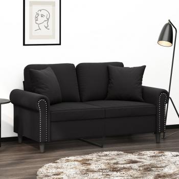 ARDEBO.de - 2-Sitzer-Sofa mit Zierkissen Schwarz 120 cm Samt