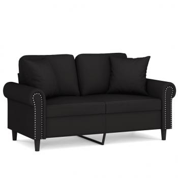 2-Sitzer-Sofa mit Zierkissen Schwarz 120 cm Samt