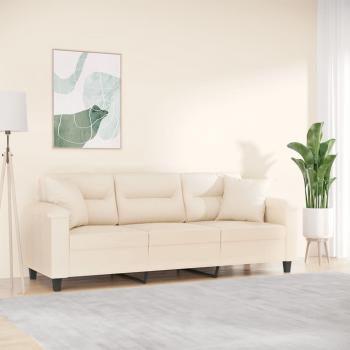 ARDEBO.de - 3-Sitzer-Sofa mit Kissen Beige 180 cm Mikrofasergewebe