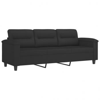 3-Sitzer-Sofa mit Kissen Schwarz 180 cm Mikrofasergewebe