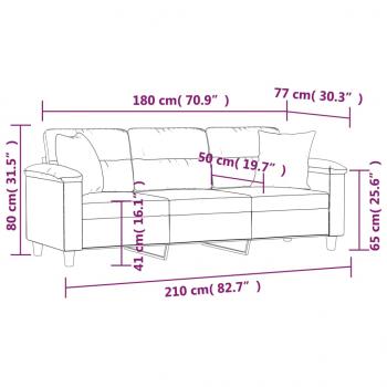 3-Sitzer-Sofa mit Kissen Schwarz 180 cm Mikrofasergewebe