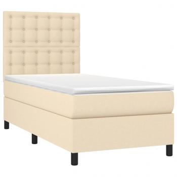 Boxspringbett mit Matratze & LED Creme 80x200 cm Stoff