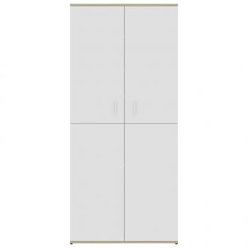 Schuhschrank Weiß & Sonoma-Eiche 80x39x178 cm Holzwerkstoff