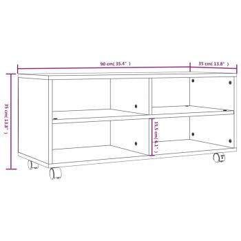 TV-Schrank mit Rollen Räuchereiche 90x35x35 cm Holzwerkstoff