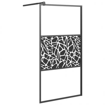 Duschwand für Walk-In Dusche 115x195 cm ESG Steindesign Schwarz