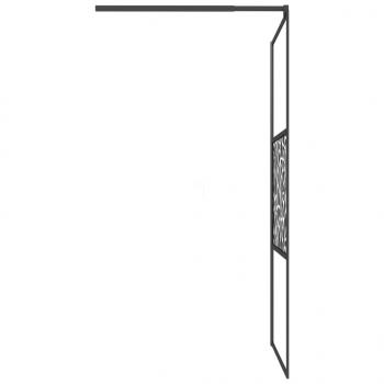 Duschwand für Walk-In Dusche 115x195 cm ESG Steindesign Schwarz