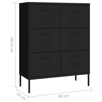 Schubladenschrank Schwarz 80x35x101,5 cm Stahl    