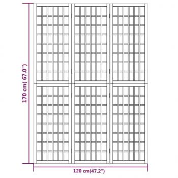 3-tlg. Paravent Japanischer Stil Faltbar 120x170 cm Weiß