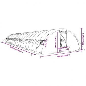 Gewächshaus mit Stahlrahmen Grün 100 m² 20x5x2,3 m