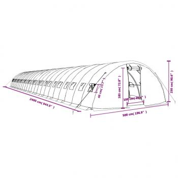 Gewächshaus mit Stahlrahmen Grün 120 m² 24x5x2,3 m