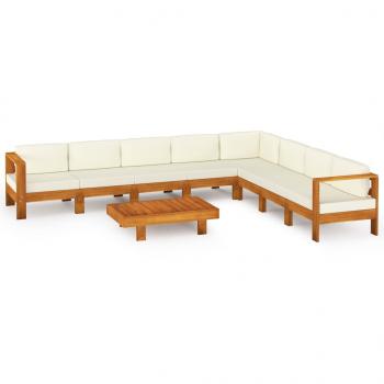 9-tlg. Garten-Lounge-Set mit Creme Auflagen Massivholz Akazie