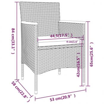 5-tlg. Garten-Essgruppe Poly Rattan & Massivholz Akazie Grau