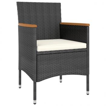 5-tlg. Garten-Bistro-Set Poly Rattan Massivholz Akazie Schwarz