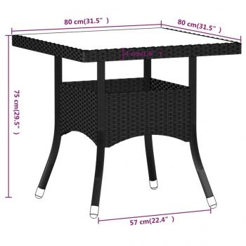 5-tlg. Garten-Essgruppe Poly Rattan und Hartglas Schwarz