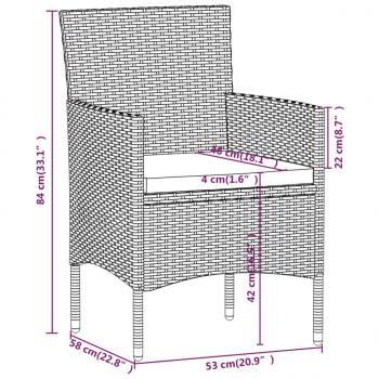 5-tlg. Garten-Essgruppe Poly Rattan und Hartglas Schwarz