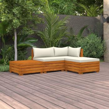 ARDEBO.de - 4-tlg. Garten-Lounge-Set mit Kissen Massivholz Akazie