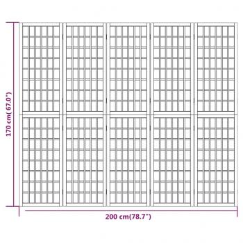 5-tlg. Paravent Japanischer Stil Faltbar 200x170 cm