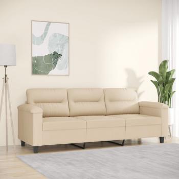 ARDEBO.de - 3-Sitzer-Sofa Creme 180 cm Mikrofasergewebe