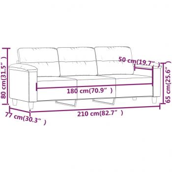 3-Sitzer-Sofa Creme 180 cm Mikrofasergewebe