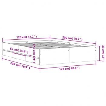 Bettgestell mit Schubladen Weiß 120x200 cm Holzwerkstoff