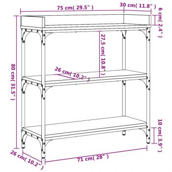 Konsolentisch mit Ablagen Grau Sonoma 75x30x80 cm