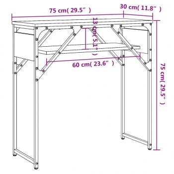 Konsolentisch mit Ablage Braun Eichen-Optik 75x30x75cm