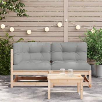 Gartensofa mit Kissen 2-Sitzer Massivholz Kiefer