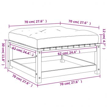 Gartenhocker mit Kissen 2 Stk. Massivholz Douglasie