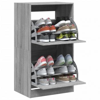 Schuhschrank mit 2 Klappen Grau Sonoma 60x42x108 cm