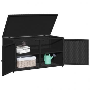 Gartenschrank Schwarz 110x55x60,5 cm Poly Rattan