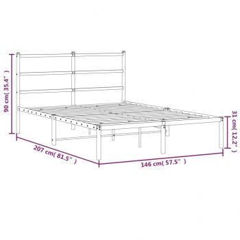 Bettgestell mit Kopfteil Metall Schwarz 140x200 cm