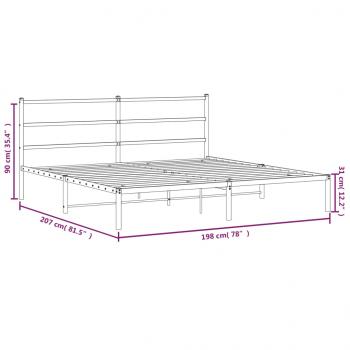 Bettgestell mit Kopfteil Metall Weiß 193x203 cm