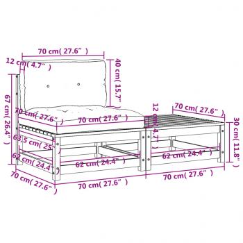 Gartensofa ohne Armlehnen mit Kissen und Hocker