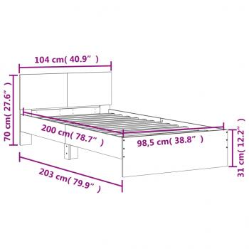 Bettgestell mit Kopfteil Weiß 100x200 cm Holzwerkstoff