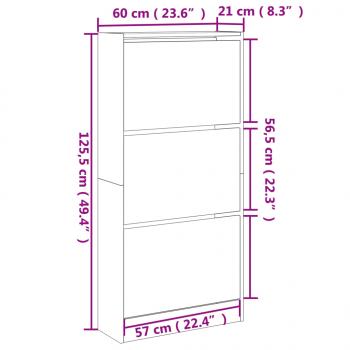 Schuhschrank Betongrau 60x21x125,5 cm Holzwerkstoff