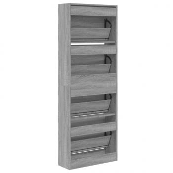 Schuhschrank Grau Sonoma 60x21x163,5 cm Holzwerkstoff