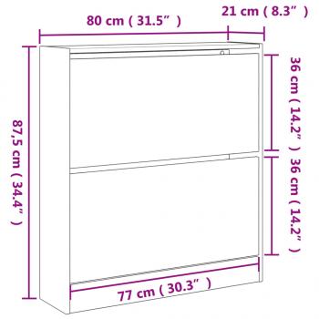 Schuhschrank Weiß 80x21x87,5 cm Holzwerkstoff