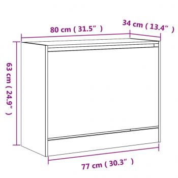 Schuhschrank Betongrau 80x34x63 cm Holzwerkstoff