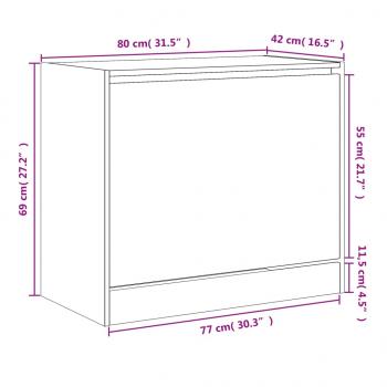 Schuhschrank Braun Eichen-Optik 80x42x69 cm Holzwerkstoff