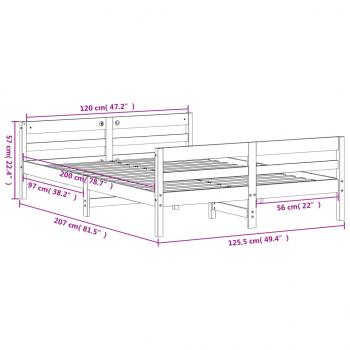 Massivholzbett ohne Matratze 120x200 cm Kiefernholz