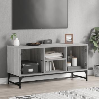 ARDEBO.de - TV-Schrank mit Glastüren Grau Sonoma 102x37x50 cm