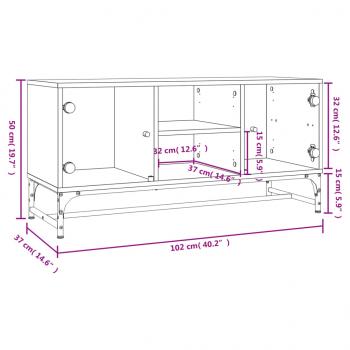 TV-Schrank mit Glastüren Grau Sonoma 102x37x50 cm