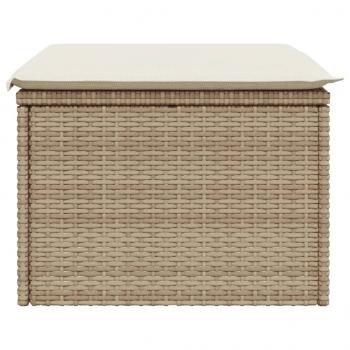 Gartenhocker mit Kissen Beige 55x55x37 cm Poly Rattan