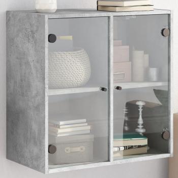 ARDEBO.de - Wandschrank mit Glastüren Betongrau 68x37x68,5 cm